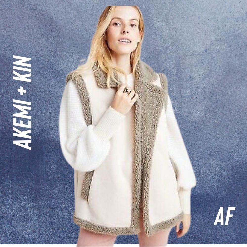 ANTHROPOLOGIE BY AKEMI + KIM PHOEBE SUEDE FAUX SHERPA OS NEW